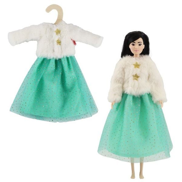 Time2Shine Plüschjacke ''Yuki'' mit Tüllrock für Modepuppen der Größe 29 cm