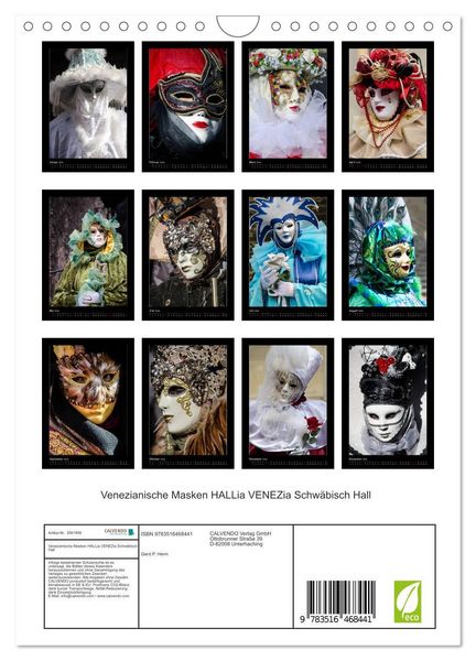 Produktbild: Venezianische Masken HALLia VENEZia Schw&auml;bisch Hall (Wandkalender 2026 DIN A4 hoch), CALVENDO Monatskalender