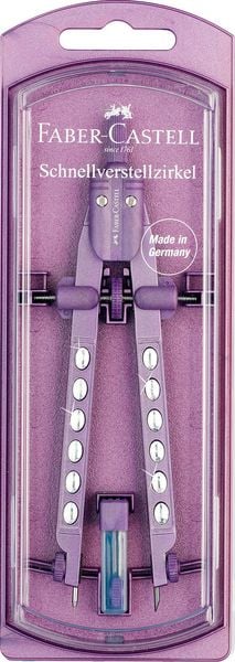 Produktbild: Faber-Castell Schnellverstellzirkel Factory Sparkle gr&uuml;n lila rosa 3fach sortiert