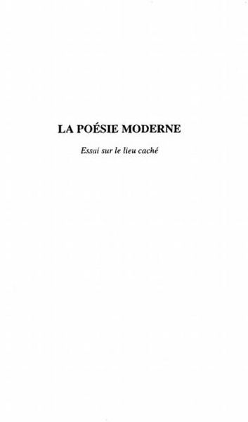 Produktbild: La poesie moderne
