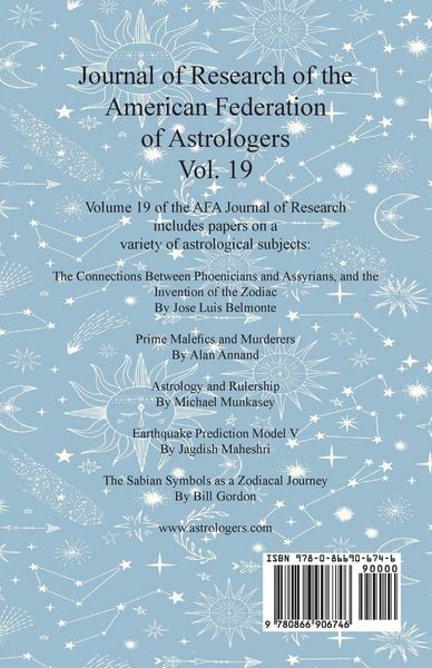 Produktbild: Journal of Research of the American Federation of Astrologers Vol. 19