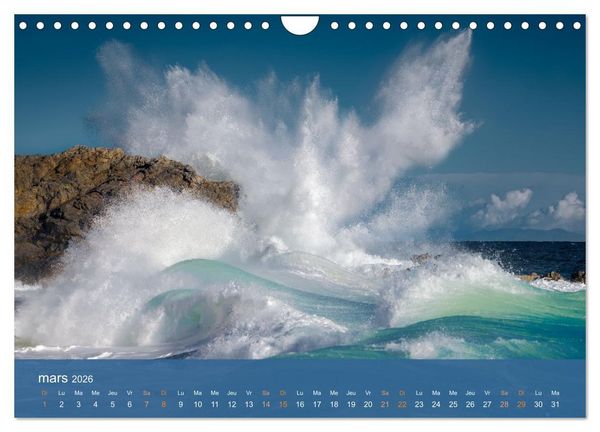 Produktbild: Temp&ecirc;tes c&ocirc;ti&egrave;res - La puissance brute des vagues (Calendrier mural 2026 DIN A4 vertical), CALVENDO calendrier mensuel