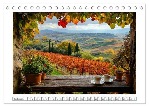 Produktbild: Zypressen und Weinberge (Tischkalender 2026 DIN A5 quer), CALVENDO Monatskalender