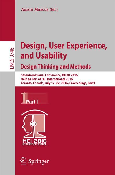 Produktbild: Design, User Experience, and Usability: Design Thinking and Methods