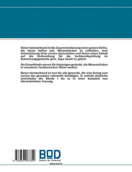 Produktbild: Lernvorschl&auml;ge f&uuml;r die Sachkundepr&uuml;fung im Bewachungsgewerbe gem. &sect;34a GewO XI - Sammelband