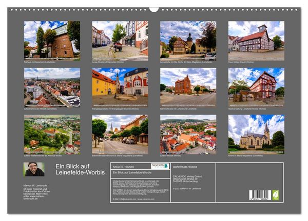 Produktbild: Ein Blick auf Leinefelde-Worbis (Wandkalender 2026 DIN A2 quer), CALVENDO Monatskalender