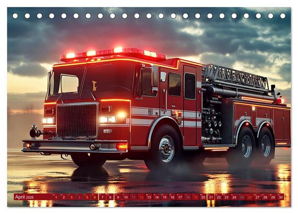Produktbild: Im Bann der Rettung - Feuerwehr (Tischkalender 2026 DIN A5 quer), CALVENDO Monatskalender