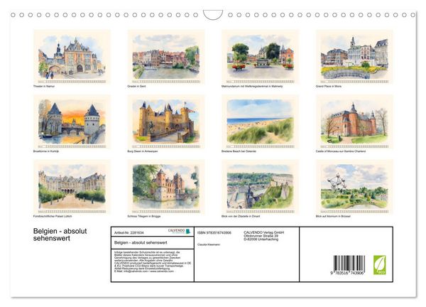 Produktbild: Belgien - absolut sehenswert (Wandkalender 2026 DIN A3 quer), CALVENDO Monatskalender