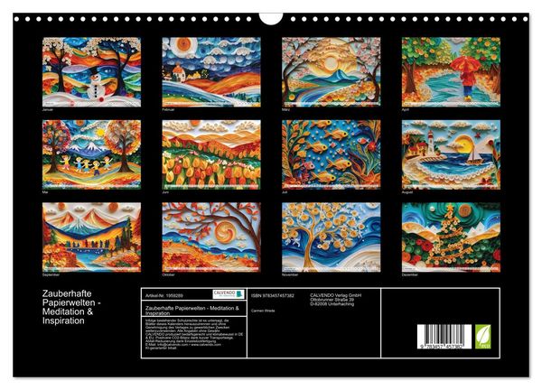 Produktbild: Zauberhafte Papierwelten - Meditation & Inspiration (Wandkalender 2026 DIN A3 quer), CALVENDO Monatskalender