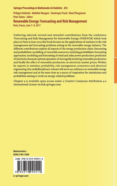 Produktbild: Renewable Energy: Forecasting and Risk Management