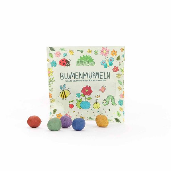 Produktbild: Bunte Blumenmurmeln Blumenmurmeln 5er im Papiersachet