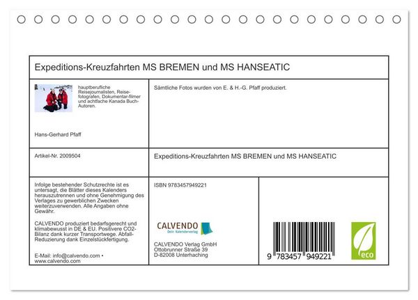 Produktbild: Expeditions-Kreuzfahrten MS BREMEN und MS HANSEATIC (Tischkalender 2026 DIN A5 quer), CALVENDO Monatskalender