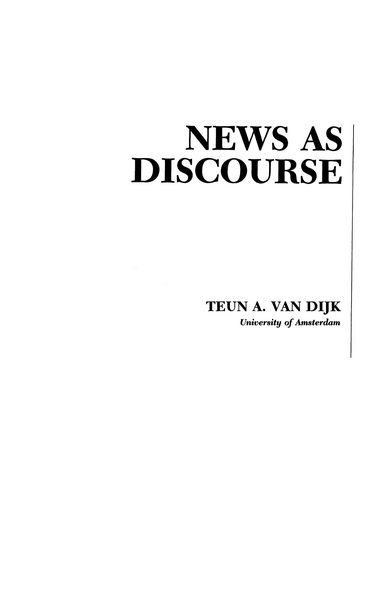 Produktbild: News As Discourse