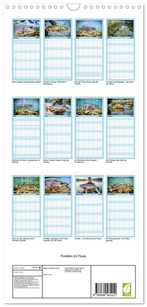 Produktbild: Familienplaner 2027 - Forellen im Fluss mit 5 Spalten (Wandkalender, 21 x 45 cm) CALVENDO
