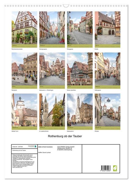 Produktbild: Rothenburg ob der Tauber (Wandkalender 2026 DIN A2 hoch), CALVENDO Monatskalender