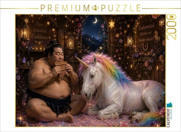 CALVENDO Puzzle Sumoringer und Einhorn | 2000 Teile Lege-Größe 90x67cm Foto-Puzzle für glückliche Stunden