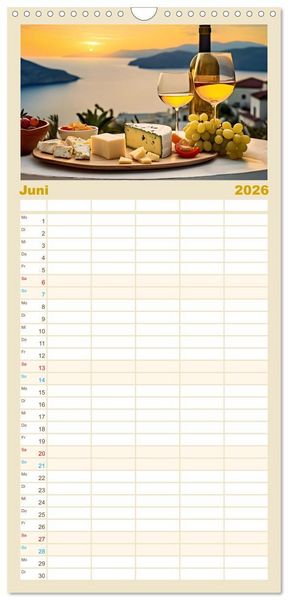 Produktbild: Familienplaner 2026 - Rebensaft - Weingenuss mit 5 Spalten (Wandkalender, 21 x 45 cm) CALVENDO