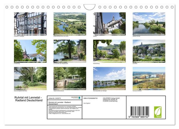 Produktbild: Ruhrtal mit Lennetal - Radland Deutschland (Wandkalender 2027 DIN A4 quer), CALVENDO Monatskalender
