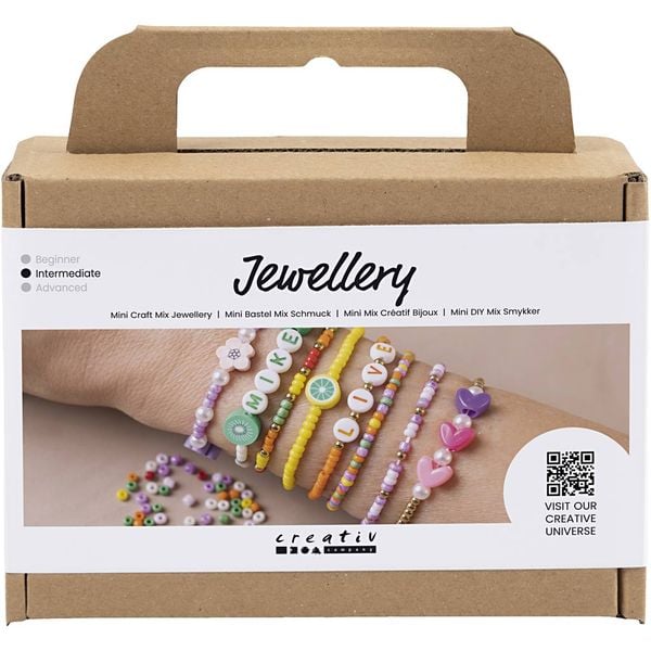 Produktbild: Creativ Company DIY Sets Beads Mini Kreativ Mix Schmuck, Farbenfrohe Armbänder, Kreativ Box