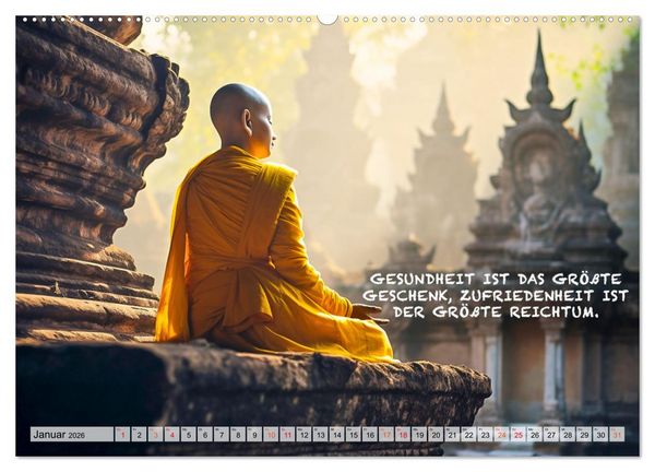 Produktbild: Buddhistische Spr&uuml;che (hochwertiger Premium Wandkalender 2026 DIN A2 quer), Kunstdruck in Hochglanz