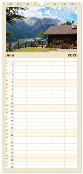 Produktbild: Familienplaner 2026 - Zauber der Zugspitze mit 5 Spalten (Wandkalender, 21 x 45 cm) CALVENDO