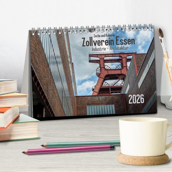 Produktbild: Zeche und Kokerei Zollverein Essen: Industrie-Architektur (Tischkalender 2026 DIN A5 quer), CALVENDO Monatskalender