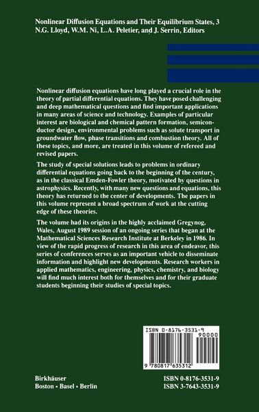 Produktbild: Nonlinear Diffusion Equations and Their Equilibrium States, 3
