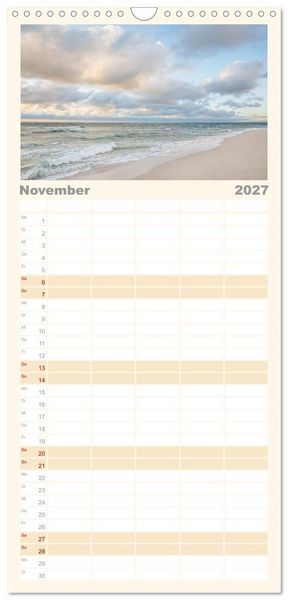 Produktbild: Familienplaner 2027 - Nordsee Insel Sylt mit 5 Spalten (Wandkalender, 21 x 45 cm) CALVENDO