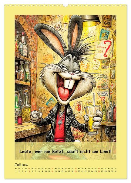 Produktbild: Kneipen-Hasen. Trinkende Spr&uuml;cheklopfer (hochwertiger Premium Wandkalender 2026 DIN A2 hoch), Kunstdruck in Hochglanz