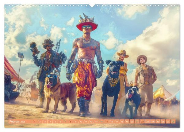 Produktbild: Festival in der W&uuml;ste - Bunt und schr&auml;g (hochwertiger Premium Wandkalender 2026 DIN A2 quer), Kunstdruck in Hochglanz