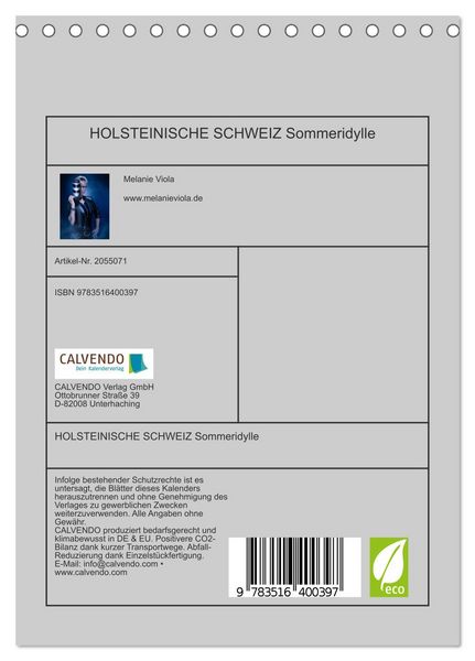 Produktbild: HOLSTEINISCHE SCHWEIZ Sommeridylle (Tischkalender 2026 DIN A5 hoch), CALVENDO Monatskalender
