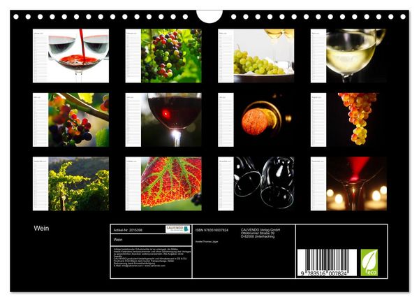 Produktbild: Wein (Wandkalender 2026 DIN A4 quer), CALVENDO Monatskalender