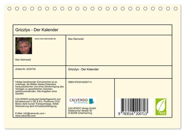 Produktbild: Grizzlys - Der Kalender (Tischkalender 2026 DIN A5 quer), CALVENDO Monatskalender