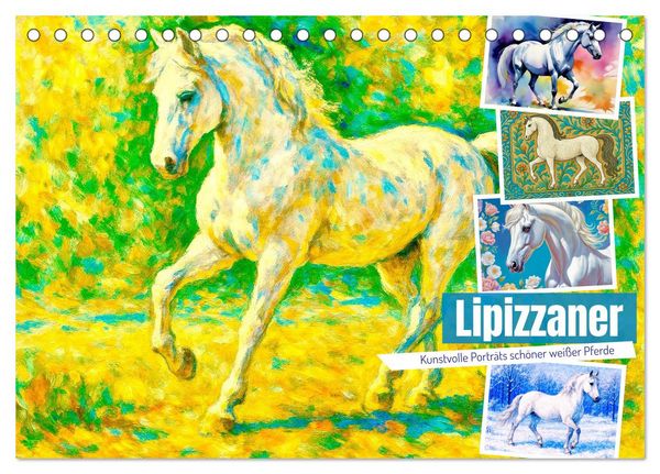 Lipizzaner. Kunstvolle Porträts schöner Pferde (Tischkalender 2026 DIN A5 quer), CALVENDO Monatskalender