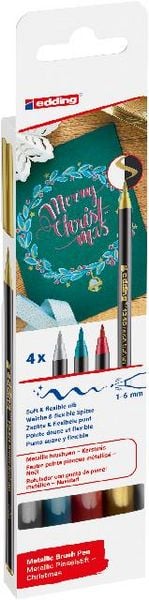 Produktbild: edding 1340 metallic brushpen, Pinselstift 4er-Set Xmas