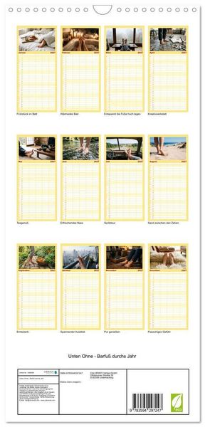 Produktbild: Familienplaner 2027 - Unten Ohne - Barfu&szlig; durchs Jahr mit 5 Spalten (Wandkalender, 21 x 45 cm) CALVENDO
