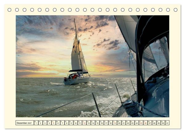 Produktbild: Segeln im Sonnenuntergang (Tischkalender 2027 DIN A5 quer), CALVENDO Monatskalender