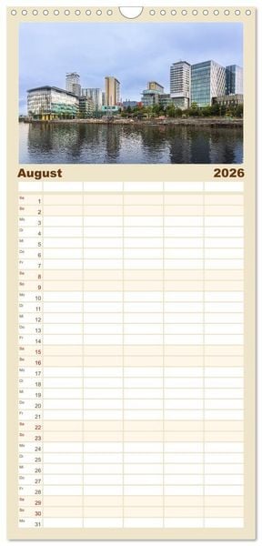 Produktbild: Familienplaner 2026 - Faszination Manchester mit 5 Spalten (Wandkalender, 21 x 45 cm) CALVENDO
