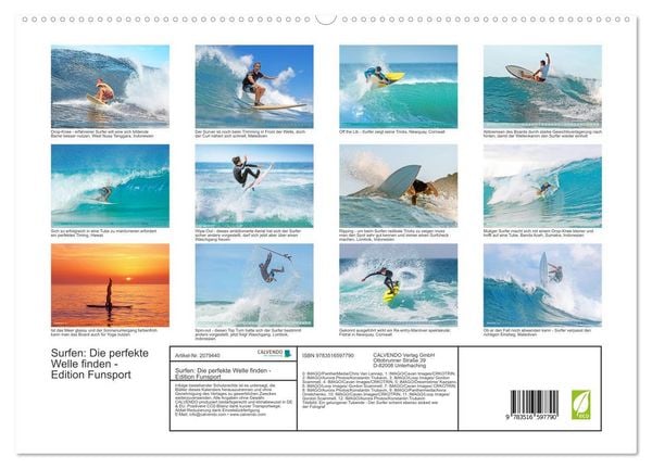 Produktbild: Surfen: Die perfekte Welle finden - Edition Funsport (hochwertiger Premium Wandkalender 2026 DIN A2 quer), Kunstdruck in Hochglanz