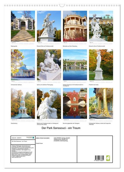 Produktbild: Der Park Sanssouci - ein Traum (Wandkalender 2026 DIN A2 hoch), CALVENDO Monatskalender