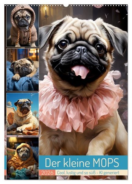 Produktbild: Der kleine Mops (Wandkalender 2026 DIN A2 hoch), CALVENDO Monatskalender
