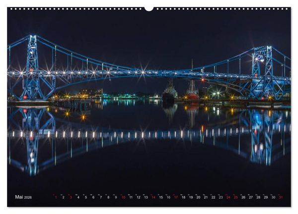 Produktbild: Nachts in Wilhelmshaven Edition mit maritimen Motiven (Wandkalender 2026 DIN A2 quer), CALVENDO Monatskalender