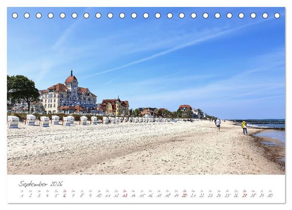 Produktbild: Seeb&auml;der an der Ostseek&uuml;ste - Mod&auml;ne Villen, bunte Strandk&ouml;rbe, Ostseebrise, Sand und Meer (Tischkalender 2026 DIN A5 quer), CALVENDO Monatskalender