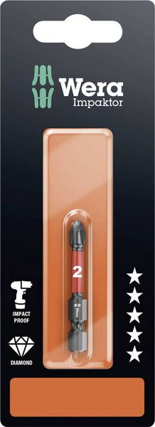 Produktbild: Wera 05073956001 851/4 IMP DC SB SiS Kreuzschlitz-Bit Antrieb: 1/4" (6.3 mm) Abtrieb: Kreuzschlitz Phillips PH 2 50 mm