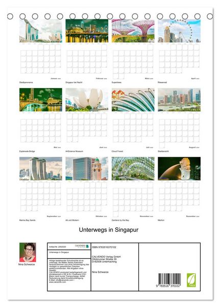 Produktbild: Unterwegs in Singapur (Tischkalender 2026 DIN A5 hoch), CALVENDO Monatskalender
