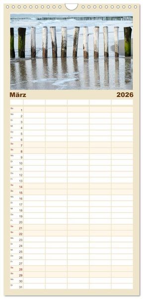 Produktbild: Familienplaner 2026 - Zeeland mit 5 Spalten (Wandkalender, 21 x 45 cm) CALVENDO