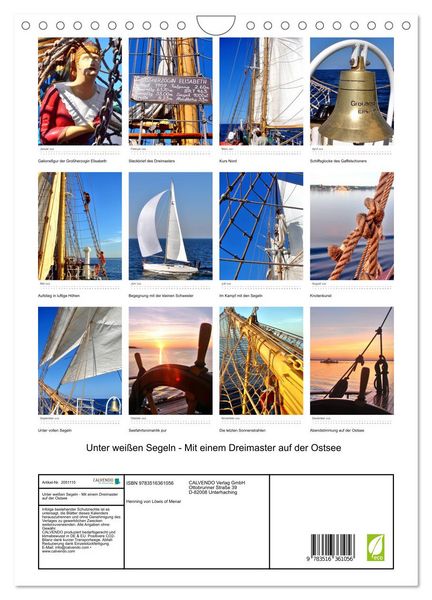 Produktbild: Unter wei&szlig;en Segeln - Mit einem Dreimaster auf der Ostsee (Wandkalender 2026 DIN A4 hoch), CALVENDO Monatskalender