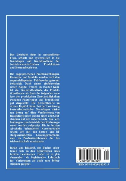 Produktbild: Betriebswirtschaftliche Produktions- und Kostentheorie