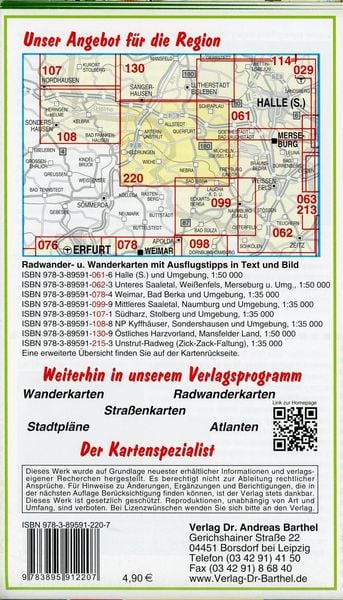 Produktbild: Radwander- und Wanderkarte Querfurt, Heldrungen, Bad Bibra und Umgebung 1 : 50 000
