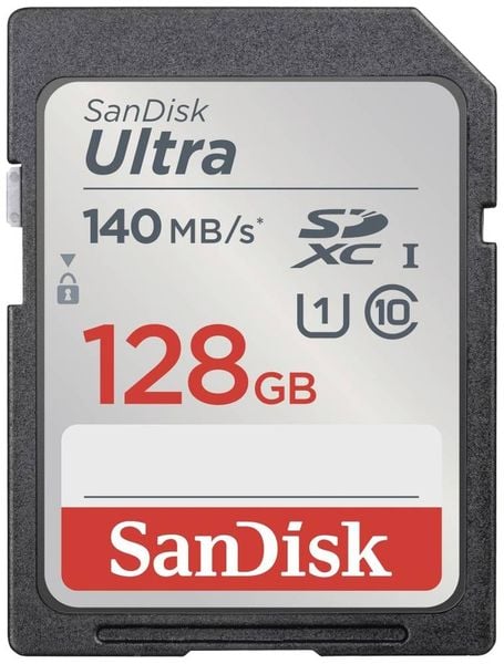 SanDisk SDXC Ultra 128GB (Class 10/UHS-I/140MB/s) SDHC-Karte 128 GB UHS-Class 1 Wasserdicht, stoßsicher
